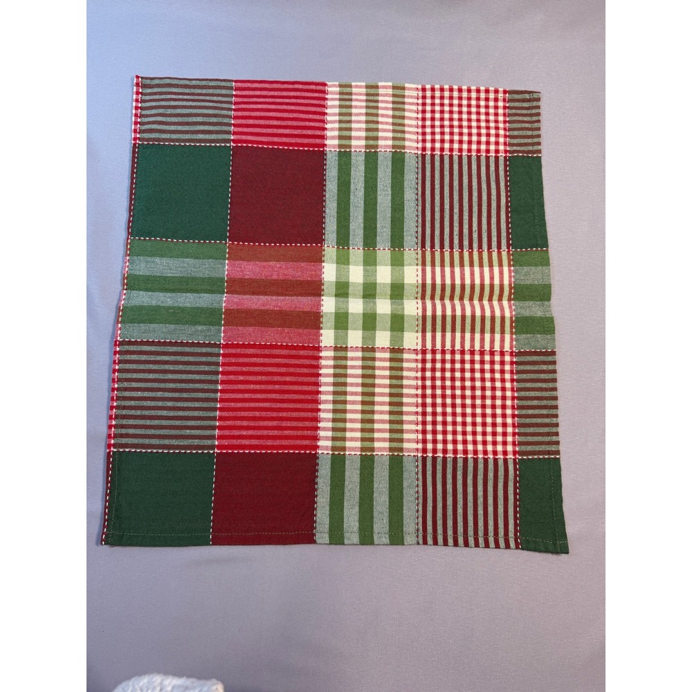 Set of 8 Plaid Cloth Napkins Christmas Holiday Green Red Festive Country Chic - Picture 9 of 10